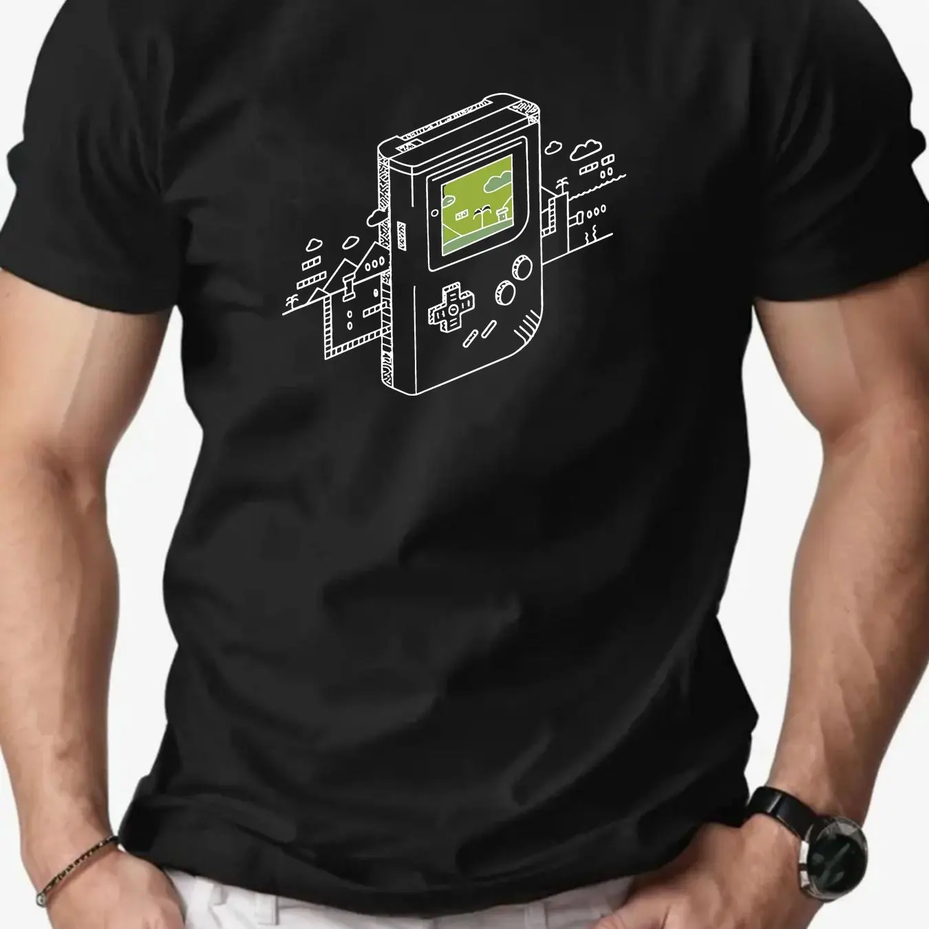 Retro Gaming Shirt - 남성 레트로 게임 그래픽 캐주얼 티셔츠