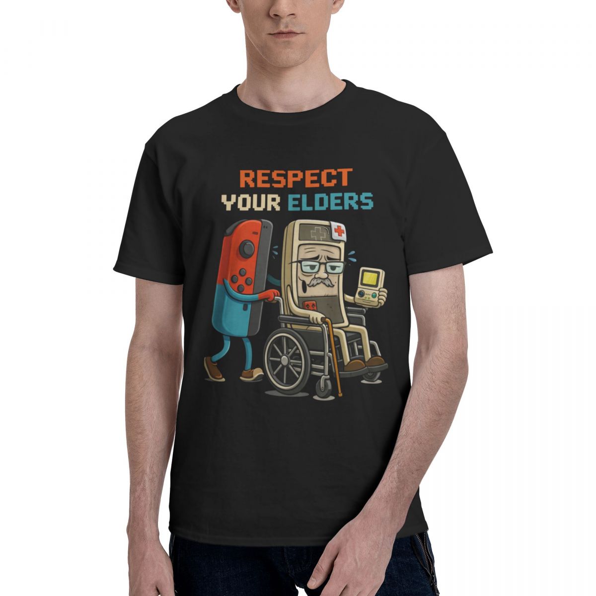 남자는 노인들을 존중합니다 게임 컨트롤 레트로 재미있는 - Retro Gaming Shirt 리뷰 및 가격
