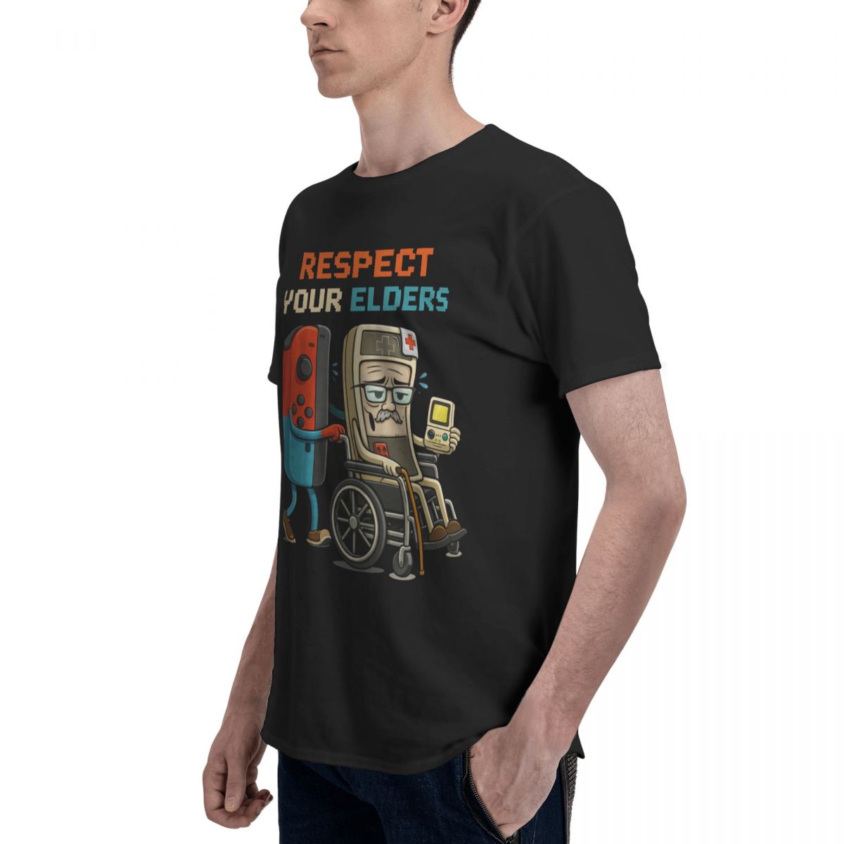 남자는 노인들을 존중합니다 게임 컨트롤 레트로 재미있는 - Retro Gaming Shirt 리뷰 및 가격