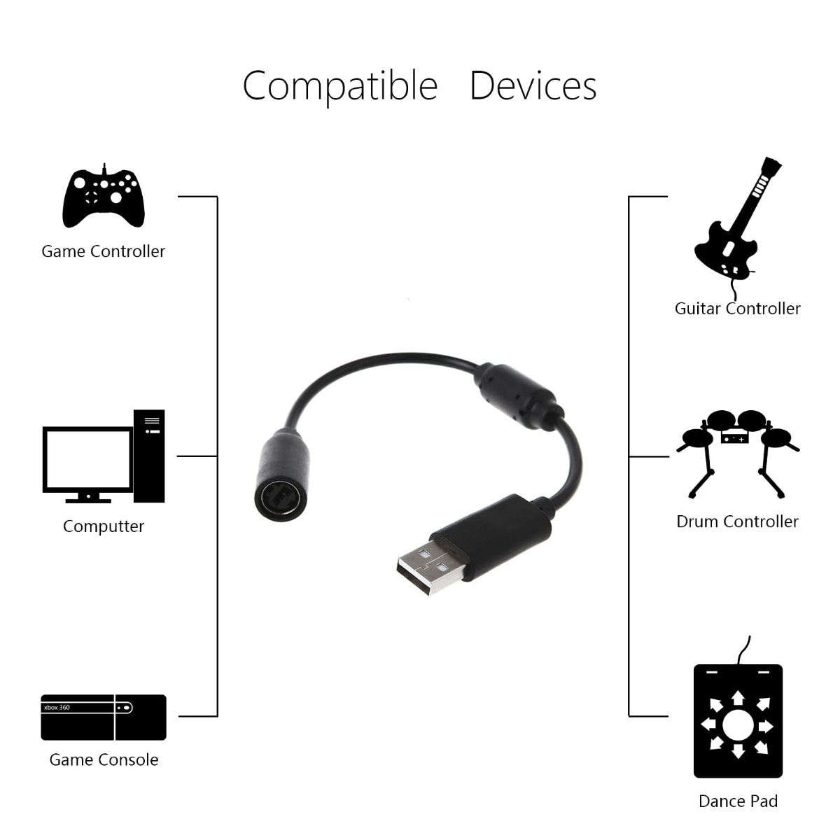 10pcs 26cm 블랙 USB 분리형 연결 케이블 X - Controller Extension Cord 리뷰 및 가격